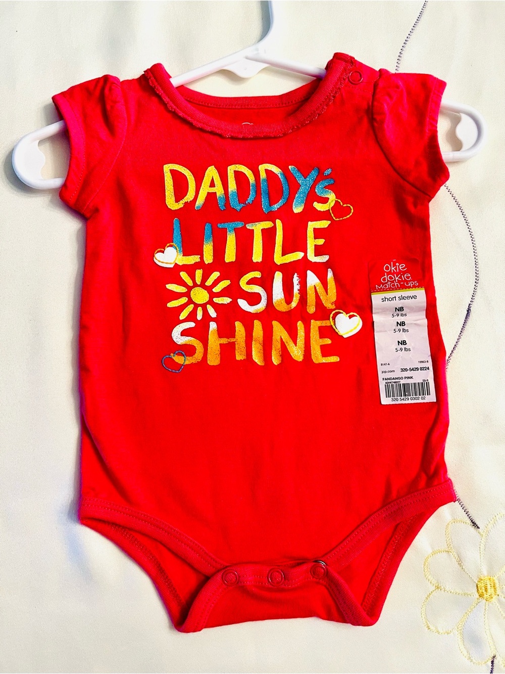 okie dokie Pink “Daddy's Little Sunshine" Short Sleeve One-Piece